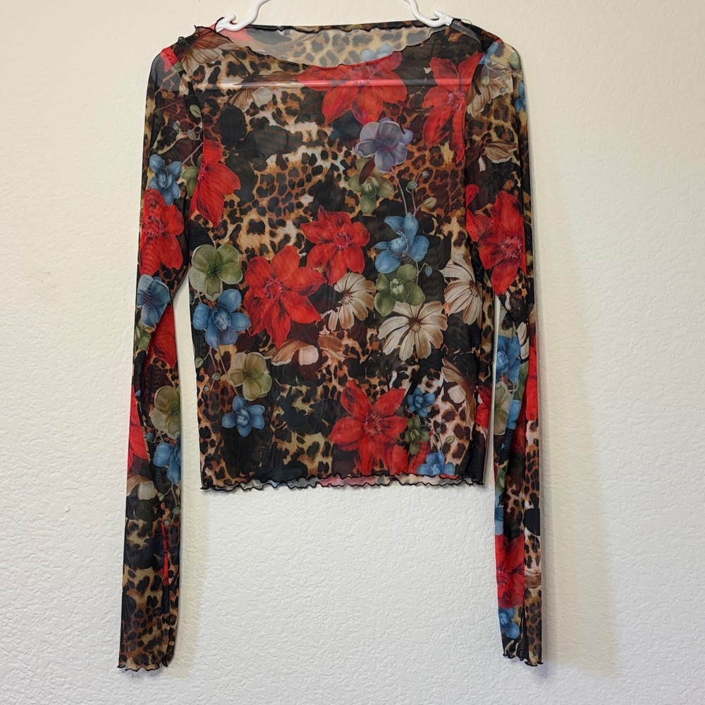 SAMPLE SALE Floral Mesh Long Sleeve Top